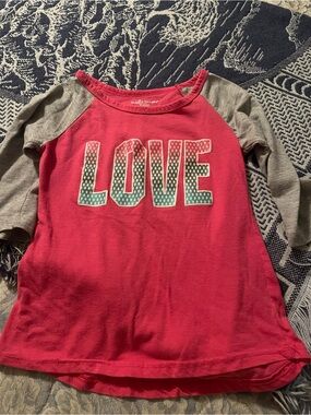 Bobbie Brooks Pink & Gray LOVE Raglan Long Sleeve Tee